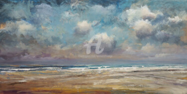 Painting titled "North Sea series 10…" by Wimvandewege, Original Artwork, Oil Mounted on Wood Stretcher frame