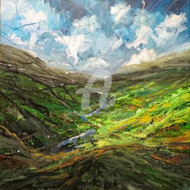 「Wales countryside n…」というタイトルの絵画 Wimvandewegeによって, オリジナルのアートワーク, アクリル ウッドストレッチャーフレームにマウント