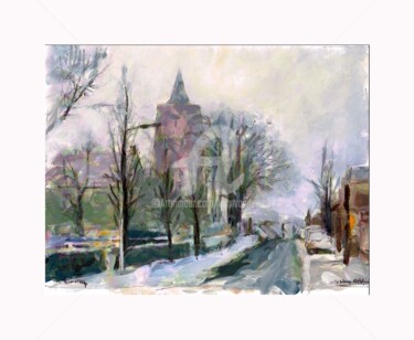 Malerei mit dem Titel "Winter in Zeeland" von Wimvandewege, Original-Kunstwerk, Acryl