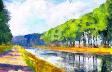Painting titled "Canal Goese Sas" by Wimvandewege, Original Artwork, Acrylic