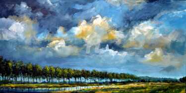 Pintura intitulada "Dark clouds in the…" por Wimvandewege, Obras de arte originais, Acrílico
