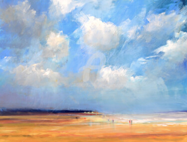 Painting titled "Beach Ameland" by Wimvandewege, Original Artwork, Acrylic Mounted on Wood Stretcher frame