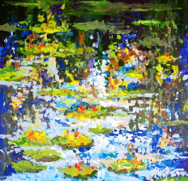 Malerei mit dem Titel "Waterlilies in Mone…" von Wimvandewege, Original-Kunstwerk, Acryl