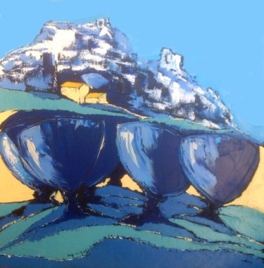 Pintura intitulada "Les Baux de Provence" por Delphine Winzer, Obras de arte originais, Óleo