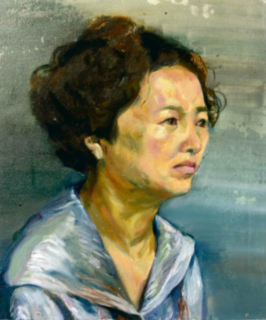 Painting titled "Portrait de chinois…" by Rubis Xu, Original Artwork, Oil