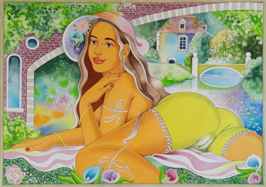 Peinture intitulée "Charming Romance" par Winfried Musial, Œuvre d'art originale, Aquarelle