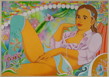 "Young Girl looking…" başlıklı Tablo Winfried Musial tarafından, Orijinal sanat, Suluboya