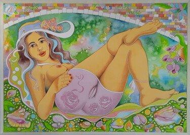 绘画 标题为“La Nymphe des Eaux” 由Winfried Musial, 原创艺术品, 水彩