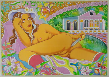 Painting titled "Sweet Paradise" by Winfried Musial, Original Artwork, Watercolor