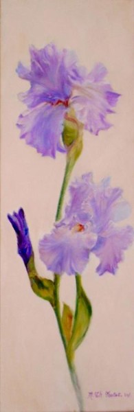 Painting titled "Les Iris bleus" by Maïté Wininger/Trotot, Original Artwork