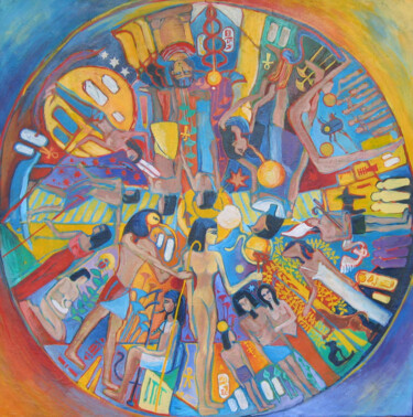 Pittura intitolato "Słońce Egiptu" da Wiola Gaszka, Opera d'arte originale, Olio