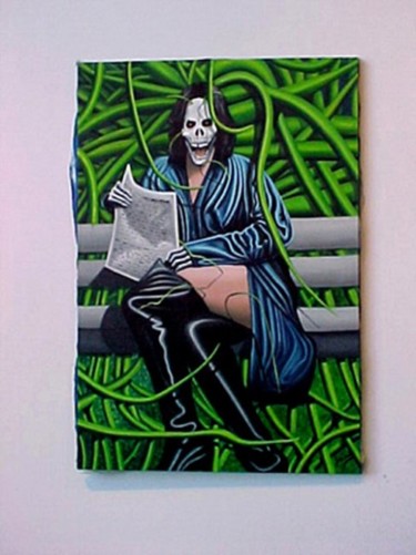 Painting titled "Bitch reads the News" by Jon Neal, Original Artwork