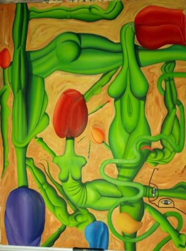 Painting titled "T Bathers" by Jon Neal, Original Artwork