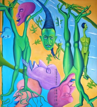 Painting titled "Green Dali" by Jon Neal, Original Artwork