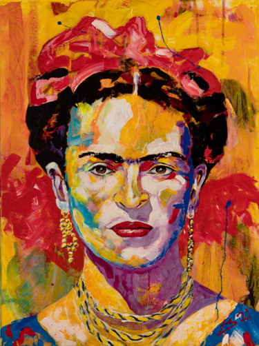 Painting titled "Frida" by Winfried Krause, Original Artwork, Acrylic Mounted on Wood Stretcher frame