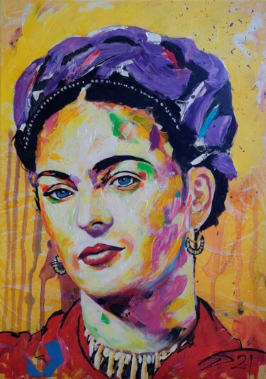 Pittura intitolato "Frida 02" da Winfried Krause, Opera d'arte originale, Acrilico Montato su Telaio per barella in legno