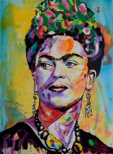 「Frida 03」というタイトルの絵画 Winfried Krauseによって, オリジナルのアートワーク, アクリル ウッドストレッチャーフレームにマウント