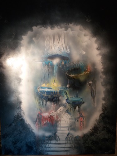 Peinture intitulée "porte du paradis ou…" par Billy, Œuvre d'art originale, Bombe aérosol