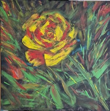 Картина под названием "Роза" - Wladimir Zizilin, Подлинное произведение искусства, Акрил