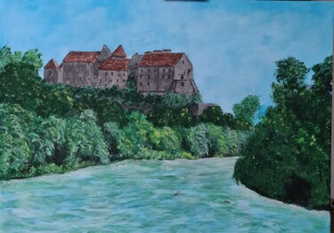Malarstwo zatytułowany „Замок на горе(Burgh…” autorstwa Wladimir Zizilin, Oryginalna praca, Akryl