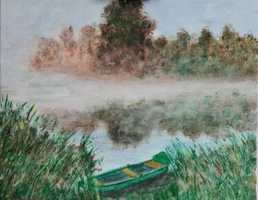 Painting titled "Туман на реке" by Wladimir Zizilin, Original Artwork, Acrylic