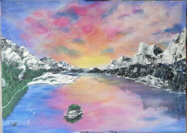 Malarstwo zatytułowany „Горное озеро в Альп…” autorstwa Wladimir Zizilin, Oryginalna praca, Akryl