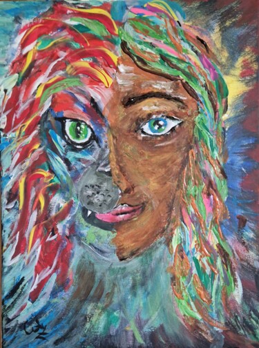 Schilderij getiteld "Женщина..." door Wladimir Zizilin, Origineel Kunstwerk, Acryl