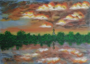 Картина под названием "На закате дня." - Wladimir Zizilin, Подлинное произведение искусства, Акрил