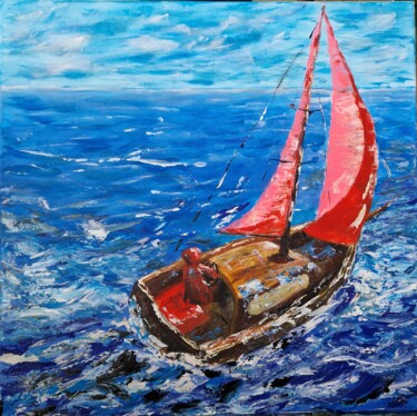 Картина под названием "В море под парусом." - Wladimir Zizilin, Подлинное произведение искусства, Акрил