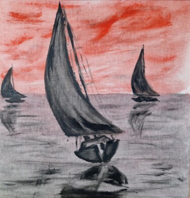 Painting titled "Море, парусники, от…" by Wladimir Zizilin, Original Artwork, Acrylic
