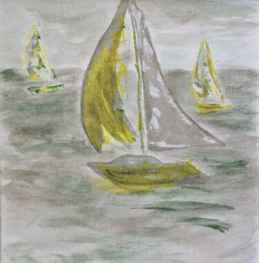 Картина под названием "Море,парусники, отд…" - Wladimir Zizilin, Подлинное произведение искусства, Акрил