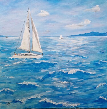 Картина под названием "Прогулка по морю." - Wladimir Zizilin, Подлинное произведение искусства, Акрил