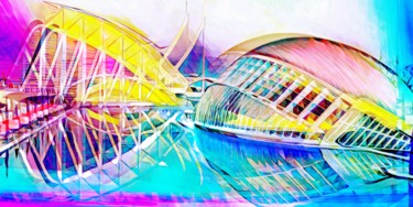 Painting titled "Calatrava, Valencia…" by Wlad Safronow, Original Artwork, Acrylic