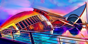 Painting titled "Calatrava, Valencia…" by Wlad Safronow, Original Artwork, Digital Painting