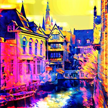 Malerei mit dem Titel "Bruges 3" von Wlad Safronow, Original-Kunstwerk, Digitale Malerei