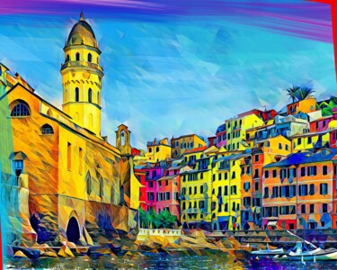 Painting titled "Cinque Terre 1" by Wlad Safronow, Original Artwork, Digital Painting