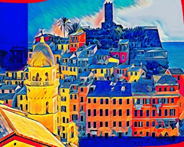 Painting titled "Cinque Terre 2" by Wlad Safronow, Original Artwork, Digital Painting