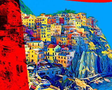 Painting titled "Cinque Terre 3" by Wlad Safronow, Original Artwork, Digital Painting