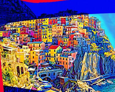 Malerei mit dem Titel "Cinque Terre 4" von Wlad Safronow, Original-Kunstwerk, Digitale Malerei