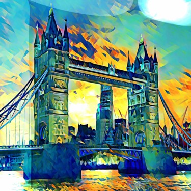Картина под названием "London, Tower Bridg…" - Wlad Safronow, Подлинное произведение искусства, Цифровая живопись