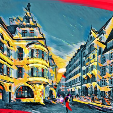 Painting titled "Munich, Hofbräuhaus…" by Wlad Safronow, Original Artwork, Digital Painting