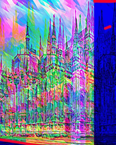 Painting titled "Milan, Cathedral 1" by Wlad Safronow, Original Artwork, Digital Painting