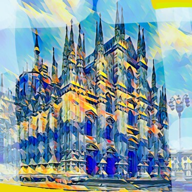 Pittura intitolato "Milan, Cathedral 2" da Wlad Safronow, Opera d'arte originale, Pittura digitale