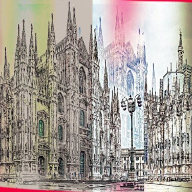 Painting titled "Milan, Cathedral 5" by Wlad Safronow, Original Artwork, Digital Painting