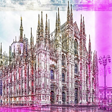 Pittura intitolato "Milan, Cathedral 4" da Wlad Safronow, Opera d'arte originale, Pittura digitale
