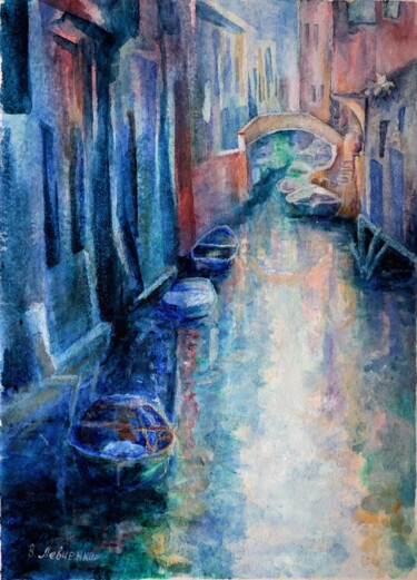 Pintura intitulada "Venedig" por Wladimir Lewtschenko, Obras de arte originais, Aquarela
