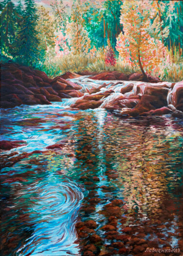 Painting titled "Redstoneriver" by Wladimir Lewtschenko, Original Artwork, Oil