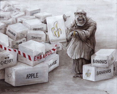 Painting titled "Banana Republick" by Wladimir Lewtschenko, Original Artwork, Acrylic