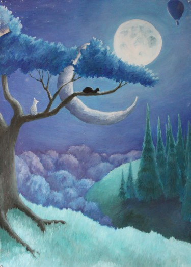 Картина под названием "Forest" - Vladimir Glukhov, Подлинное произведение искусства, Масло