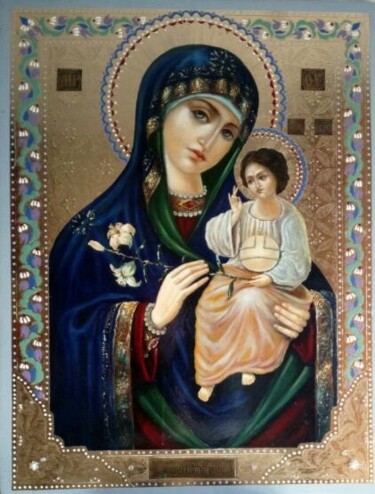 Картина под названием "Икона Божией Матери…" - Włodzimierz Biegański, Подлинное произведение искусства, Масло